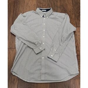 Paul Fredrick Mens Dress Shirt 18 1/2 - 37 Black‎ Grey White Check
